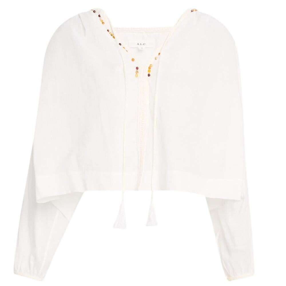 Neiman Marcus Beaded White Jodie Blouse Size M